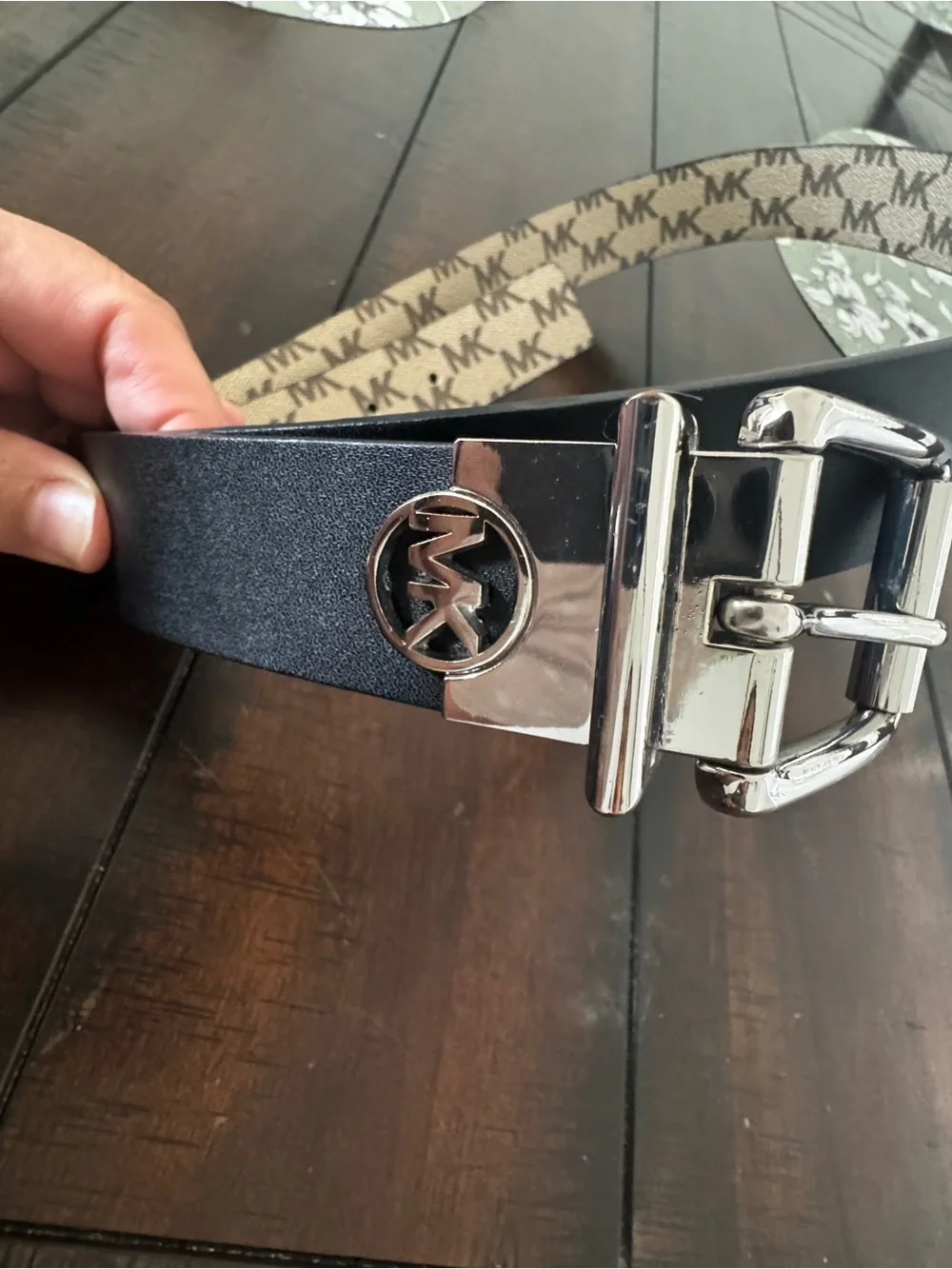Michael Kors Reversible Black and Tan MK Logo Men's Belt